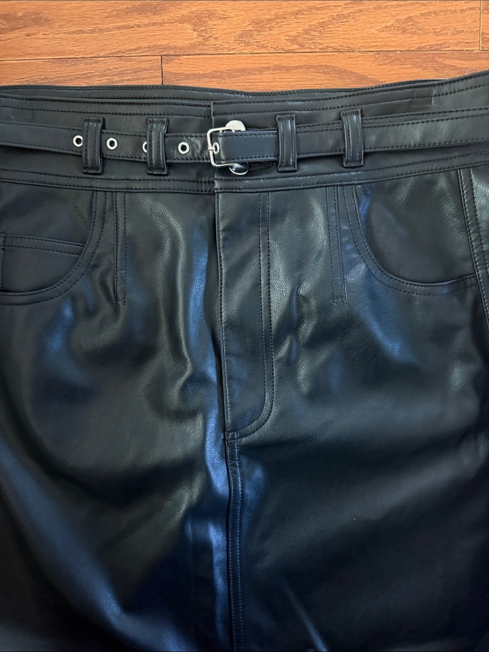 NWT Anthropologie Pilcro faux leather belted midi skirt - Picture 8 of 11